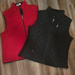 Quilted Reversible Vests - Red & Black